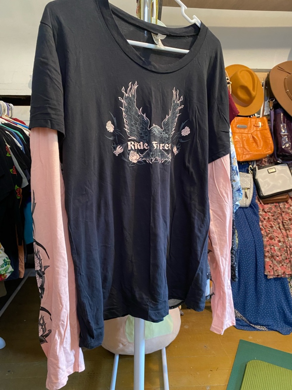 Black & Pink 'Ride Forever' Long Sleeve Layered Tee